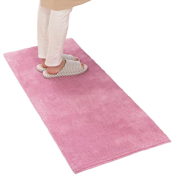 乾度良好Dナチュレ ロングマット ローズピンク 約50cm×120cm (キッチンマットや玄関マット、リビングマットなど多目的に)