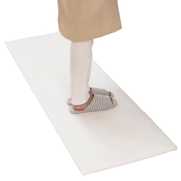 乾度良好Dナチュレ ロングマット ホワイト 約50cm×180cm (キッチンマットや玄関マット、リビングマットなど多目的に)