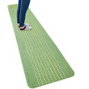 優踏生洗いやすい キッチンマット 約60cm×300cm グリーン(ヘリンボン) (洗える 軽量 滑り止め クッション)