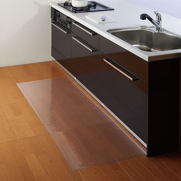【質の高い日本製】 日本製 透明マット キッチンマット 180cm 幅180×奥行60×厚さ0.08cm クリア 保護マット キズ 汚れ 防止 お手入れ簡単 カットOK 床暖房対応 KM60-180-1E