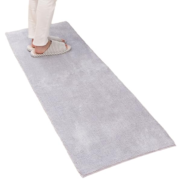 乾度良好Dナチュレ ロングマット グレー 約50cm×150cm (キッチンマットや玄関マット、リビングマットなど多目的に)