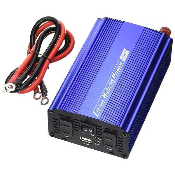 車載用 インバーター 2way(USB&コンセント) DC12V コンセント2口450W USB1口2.4A 静音タイプ SIV-500