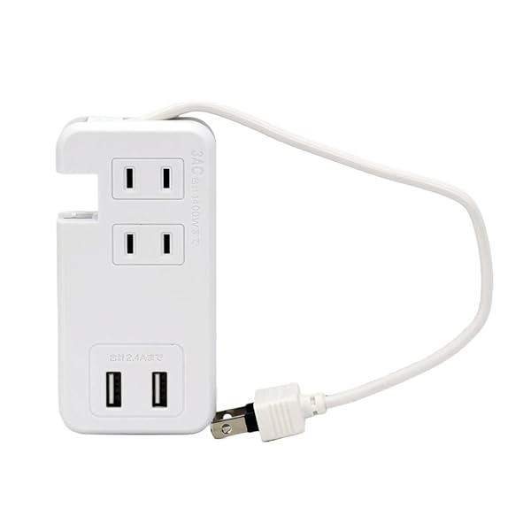 USB電源タップ USB-A 2ポート コンセント AC3個口 ケーブル長23cm コンセントタップ 電源 たこあし 延長コード 分岐 コンセント ケーブルが収納できるUSB電源タップ