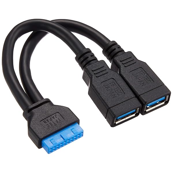 M/B上のUSB3.0ピンヘッダ端子 → USB3.0(A・メス×2)変換ケーブル MB-USB3/CA