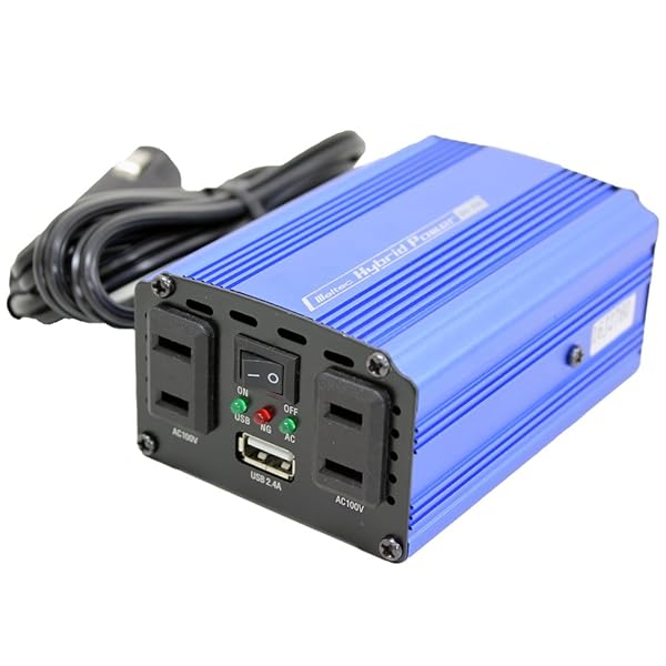 車載用 インバーター 2way(USB&コンセント) DC12V コンセント2口120W USB1口2.4A 静音タイプ SIV-150