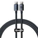 クリスタルシャインシリーズ 高速充電ケーブル 1.2m ナイロンケーブル ブラック Type-C to Type-C 100W CAJY000601(2)