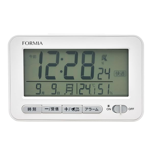 電波時計 目覚まし時計 見やすい 温度 湿度 日付 曜日 環境目安表示 電子音 自動点灯 デジタル 保土ヶ谷電子販売 ホワイト HT-039RC
