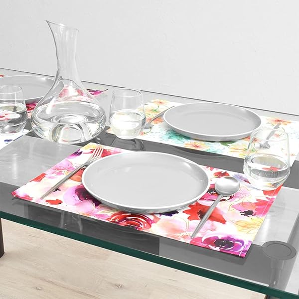 スタイルデコール(STYLE Decor) ランチョンマット 2枚セット (30cm×45cm) ラミネートタイプ ブロッサムW2901100 レッド 中