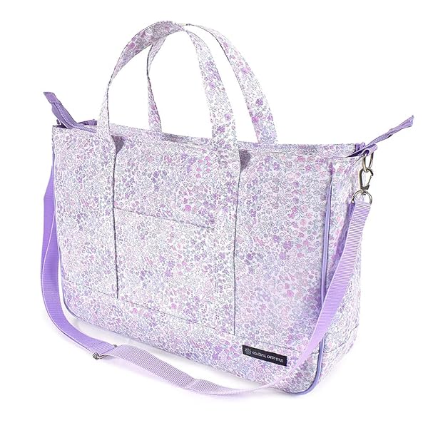 おけいこバッグ 手さげ ショルダー レッスンバッグ マチ付きファスナー ラミネート フローラルミスト N3014800