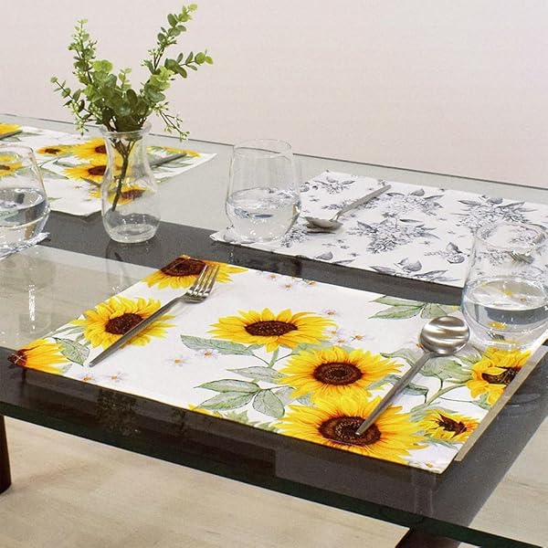 スタイルデコール(STYLE Decor) ランチョンマット ラミネート おしゃれ 2枚セット 防水 30×45cm お手入れ簡単 ソレイユ サンフラワー W2904200