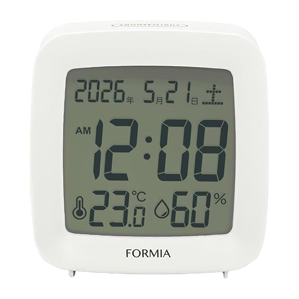 置き時計 目覚まし時計 見やすい 温度 湿度 日付 曜日 電子音 スヌーズ ライト デジタル 保土ヶ谷電子販売 ホワイト HT-042WH