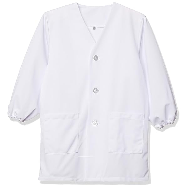 給食着 白無地 ノーアイロン 抗ウイルス加工 消臭機能 前ボタン 白衣型 TQ10L キッズ ホワイト 130