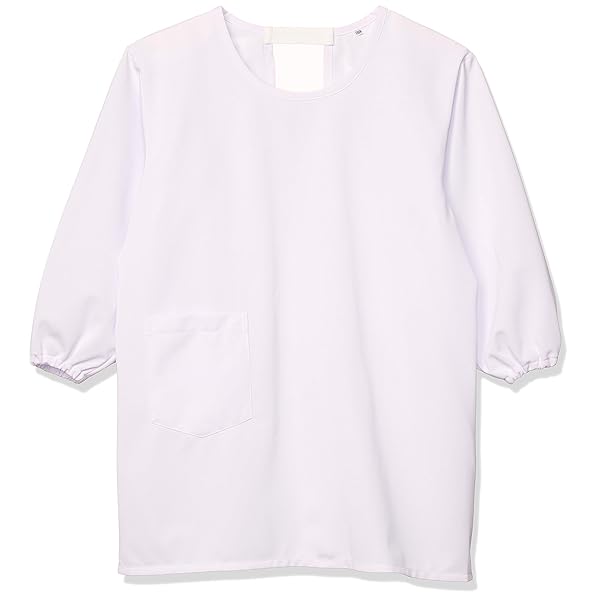 給食着 白無地 ノーアイロン 抗ウイルス加工 消臭機能 割烹着 被り型 TQ50L キッズ ホワイト L