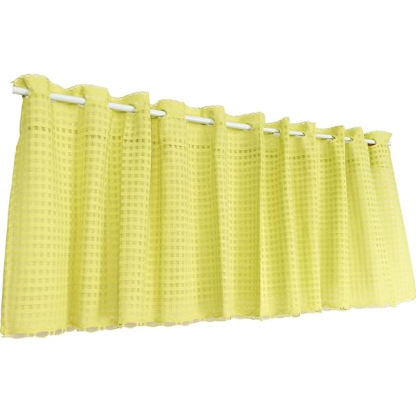 アンモニア消臭 カフェカーテン クリーンチェック 150×45cm グリーン