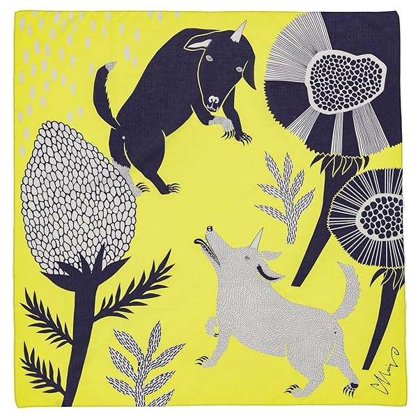 【moritaMiW】 風呂敷 コマイヌが遊ぶ庭 【M-68385-00-5】 日本製