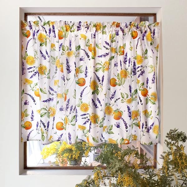 カフェカーテン 綿100% (72cm×100cm)スタンダードタイプ ソレイユプロヴァンス 幅100cm×丈72cm W3902010