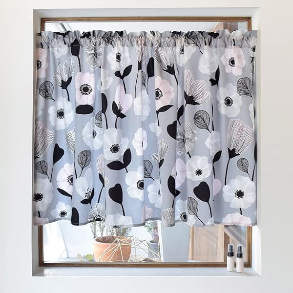 スタイルデコール(STYLE Decor) カフェカーテン 綿100% (72cm×100cm)スタンダードタイプ ノルディックガーデン W3901710