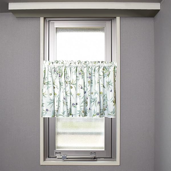 カフェカーテン 綿100% (47cm×142cm) スタンダードタイプ オリーブツリー W3901920