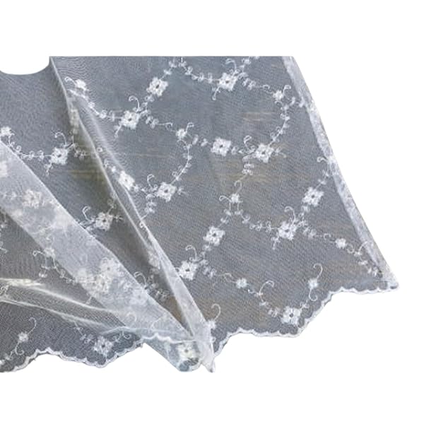 【 レース カフェカーテン 90×140cm 】 ホワイト プチローズガーデンシリーズ 刺繍 のれん WK0092U3