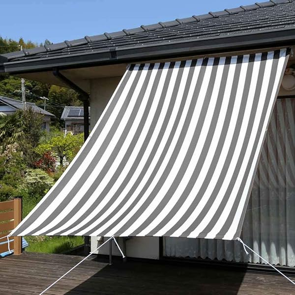 サンシェード日よけ オーニング 幅90×丈180cm 1枚 ハリー2（グレー）