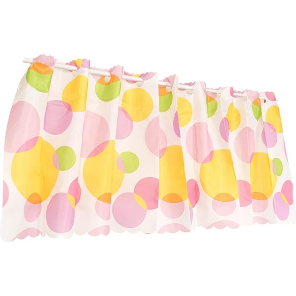 撥水 カフェカーテン スイートドット 145×45cm ローズ