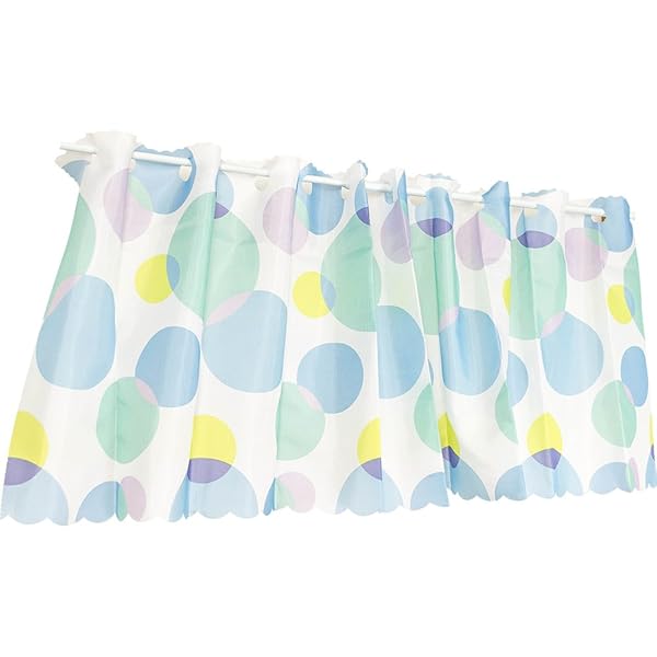 撥水 カフェカーテン スイートドット 145×45cm ブルー