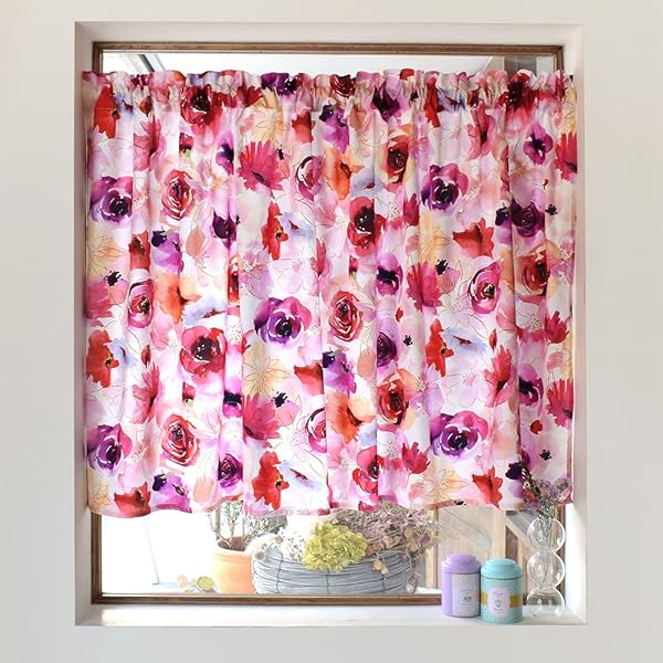 カフェカーテン 綿100% (72cm×100cm)スタンダードタイプ ブロッサム W3901110