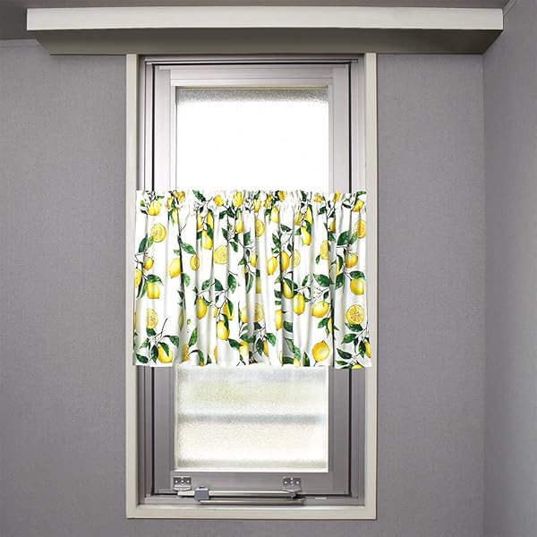 カフェカーテン 綿100% (47cm×142cm) スタンダードタイプ シトラスレモン W3901820