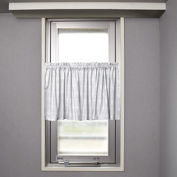 カフェカーテン 綿100% (47cm×142cm) スタンダードタイプ シルバーライト W3901220