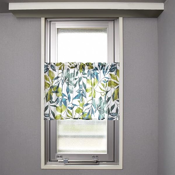 カフェカーテン 綿100% (47cm×100cm) スタンダードタイプ ボタニカルリーフ W3900800