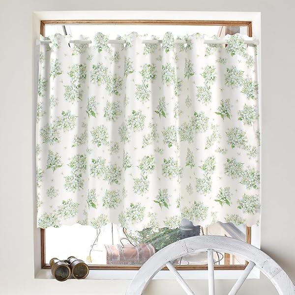 カフェカーテン (70cm×100cm) ラミネートタイプ ジャスミン ホワイト W4004410