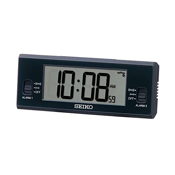目覚まし時計 置時計 デジタル 電波 黒 48×123×30mm SQ321K