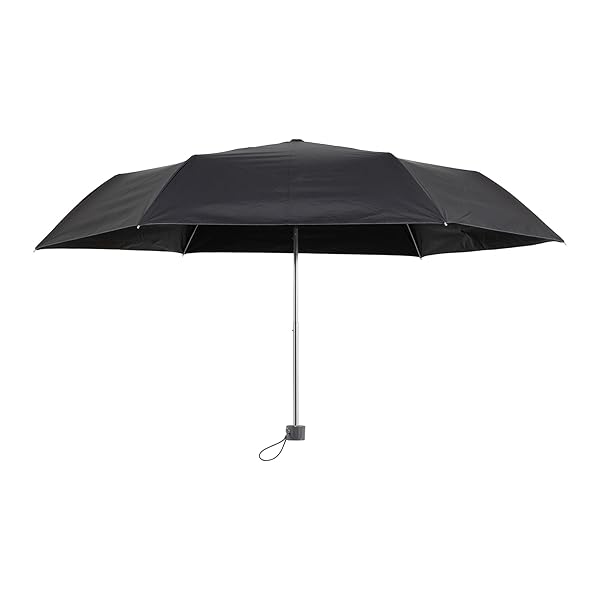 晴雨兼用 完全遮光 耐風 無地 ブラックコーティング ミニ折傘 ブラック 55cm×6R ASP23MN55