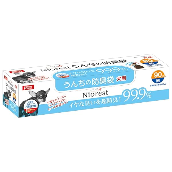 ニオレスト うんちの防臭袋 【Mサイズ 90枚】 犬 臭い対策 ペット イヤな臭いを超防臭 99.9% 中身が見えにくい