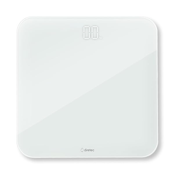 体重計 ボディスケール グラッセ おしゃれ 高級 強化ガラス シンプル オートパワーオフ 暗い場所でも見えるLED表示 使いやすい 薄型コンパクト ホワイト 白