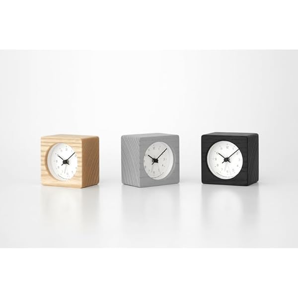 レムノス 置き時計 ニュート アラーム クロック アナログ 天然色木地 黒 NEUT alarm clock KK24-09 BK Lemnos [3]