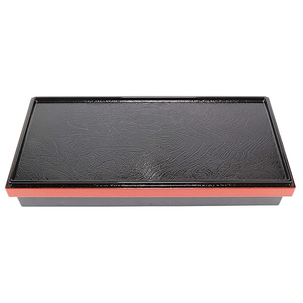 幕の内弁当 長手京弁当(小)黒ケヤキ木目渕朱オヤ内朱 [25.7 x 12 x 4.6cm] ABS樹脂 (7-420-4) 料亭 旅館 和食器 飲食店 業務用