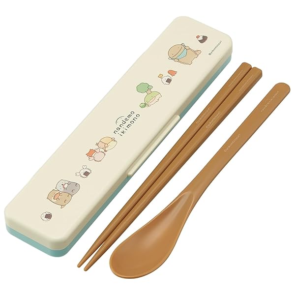 箸 スプーン コンビセット 18cm 抗菌加工 お弁当 大人用 シリコンクッション付きで音がならない 日本製 なんでもいきもの CCS3SAAG