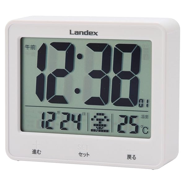 目覚まし時計 電波 デジタル タッチライトマスター 大画面液晶 ホワイト YT5253WH