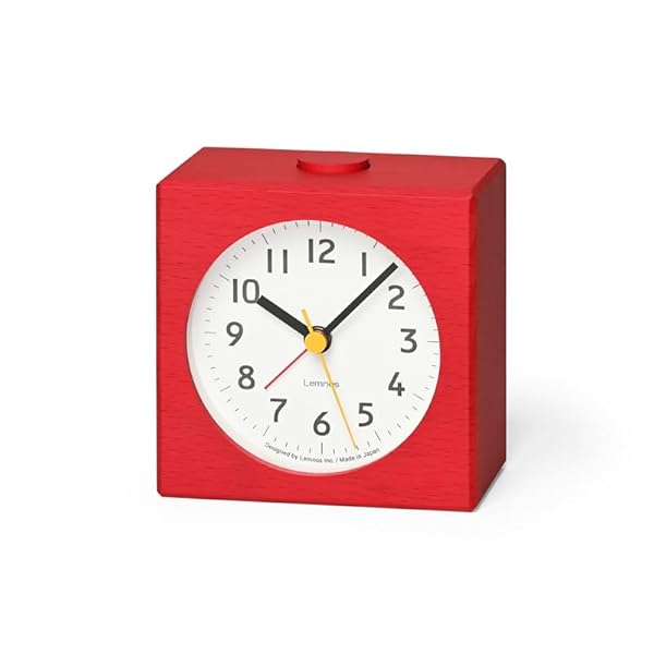 アラーム時計 アナログ ファルベ 天然色木地 farbe 赤 PA25-01 RE Lemnos
