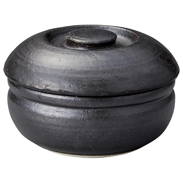 萬古焼 おひつ器 3合用 黒釉 直径約19cm 電子レンジ対応 日本製 18965