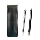 スリム牛革ペンケース黒 金属製指示棒とメタル&ピッチグリップボールペンセット 黒 ASB-701S-WZ2067BP-B(3)