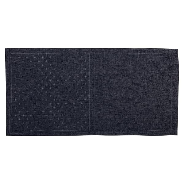 刺し子キット 綿麻マルチクロス かすり ネイビー No.98906-4 出来上がりサイズ:約32×32cm