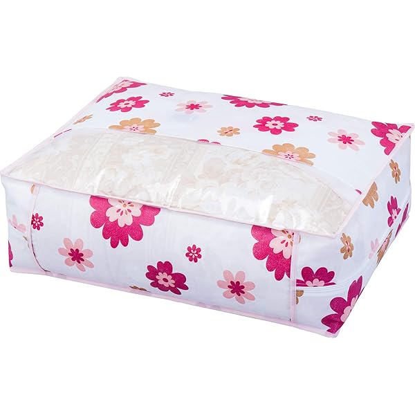 羽毛布団 収納袋 シングル用 花柄 不織布 抗菌・防臭 コンパクト 618-42