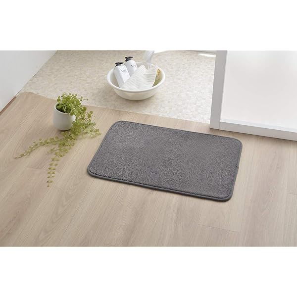 イケヒコ バスマット 速乾 吸水性有り タオル地風 足元さらっと 約40×60cm グレー #3488019