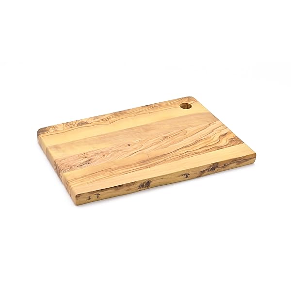 サービングボード 樹皮付き M 木製 約幅28×奥行19×高さ1.8cm オリーブ LV-333