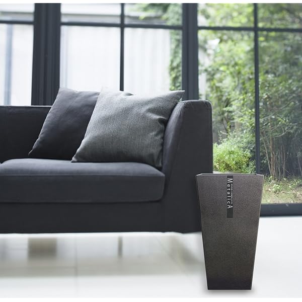 () ダストボックス メタリカ L角 メタリカ BRM ボルドー レッド 9.5L ゴミ箱 おしゃれ 屋外 ふたなし キッチン リビング スリム ペール フタなしゴミ箱 メタリック カラー インテリア 雑貨 [2]