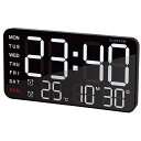 掛け時計 デジタル LED おしゃれ デカ文字 インテリア 置き時計 日付 気温 曜日 BLACK 214 110 28mm LED CLOCK Cielo S...