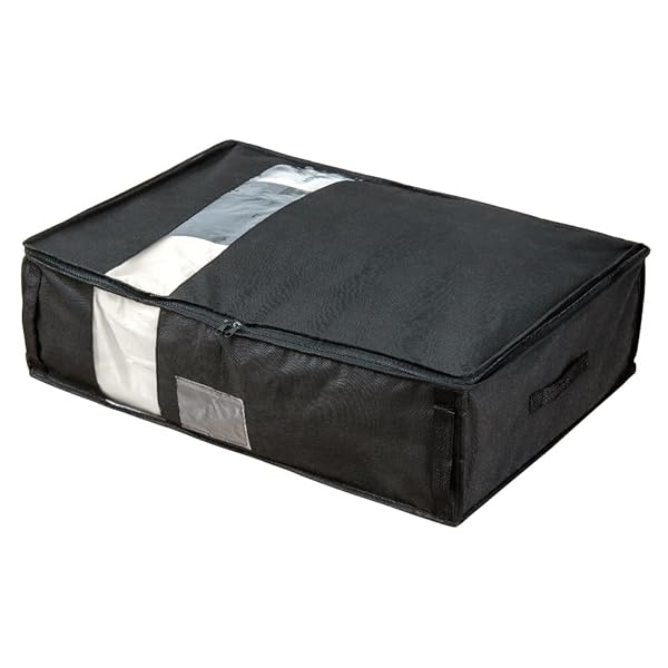 布団収納ケース 布団収納袋 不織布製 幅69×奥行50×高さ20cm 竹炭収納ケース 羽毛布団用 ブラック AP-712510