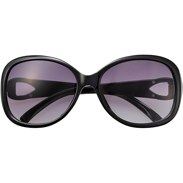 UVカット おしゃれ レディース サングラス プラスチック デカ フレーム / スモークハーフ 7865-01